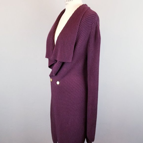 CAbi Regal Mulberry Wine Knit Cardigan Sweater #3350   Women's Size Medium - Picture 5 of 9